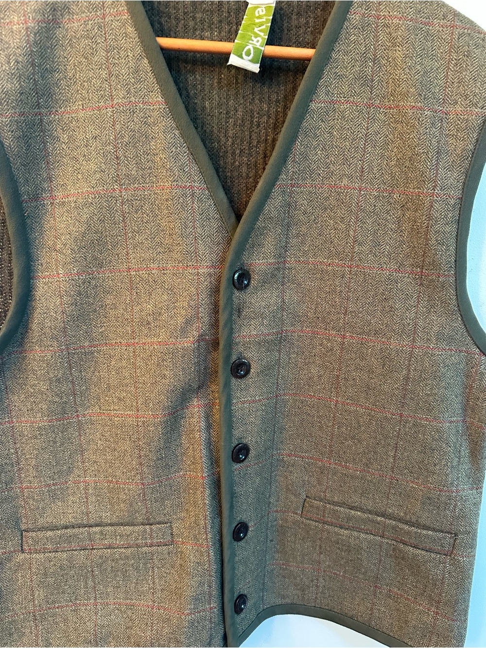 Vintage Orvis Wool & Aramid Windowpane Vest — Men’s Medium - Picture 1 of 9